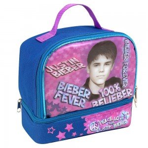 justin bieber dual copartment lunch bag