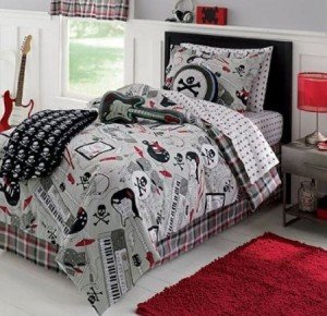 rock and roll guitar bedding