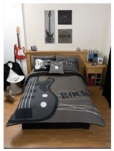 rock and roll guitar bedding black