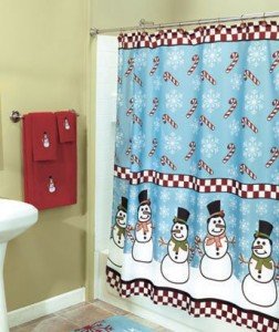 snowman shower curtain
