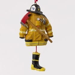 firefighter coat ax yellow ornament