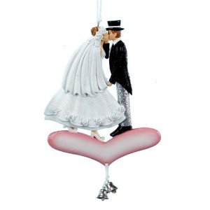 just married kissing ornament