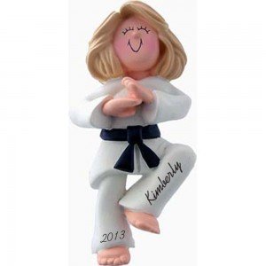 karate blonde girl ornament