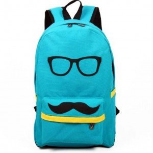 mustache backpack blue