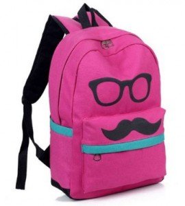 mustache backpack pink