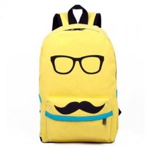 mustache backpack yellow