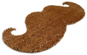 mustache door mat brown