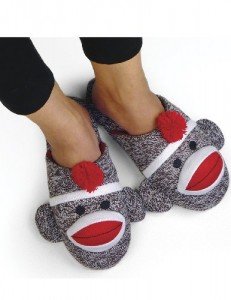 sock monkey slippers