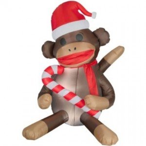 sock monkey christmas inflatable