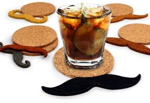mustache cork coaster