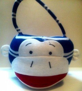 sock monkey easter basket  blue