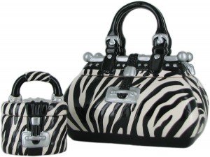 zebra purse cookie jar