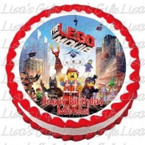 lego movie cake topper round